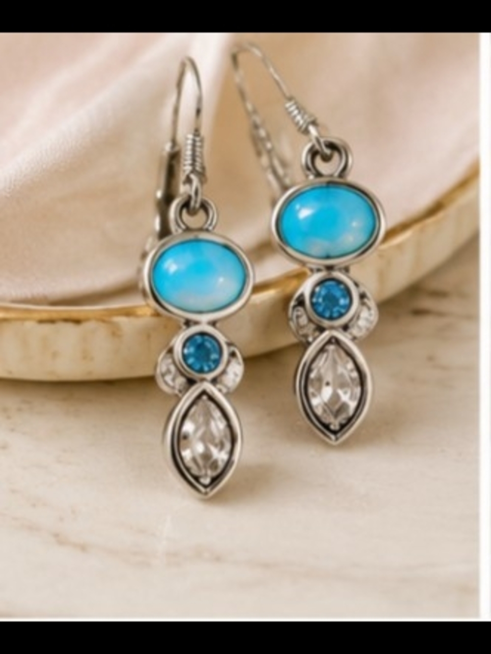 Sterling-Style Turquoise and Blue Drop Earrings